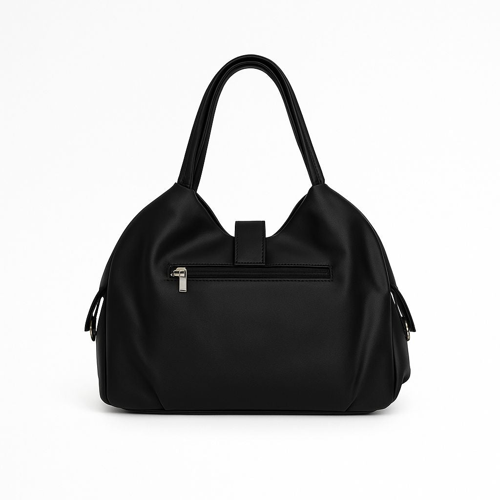 Soft Leather Satchel Bag for Women (Dark Night Black)
