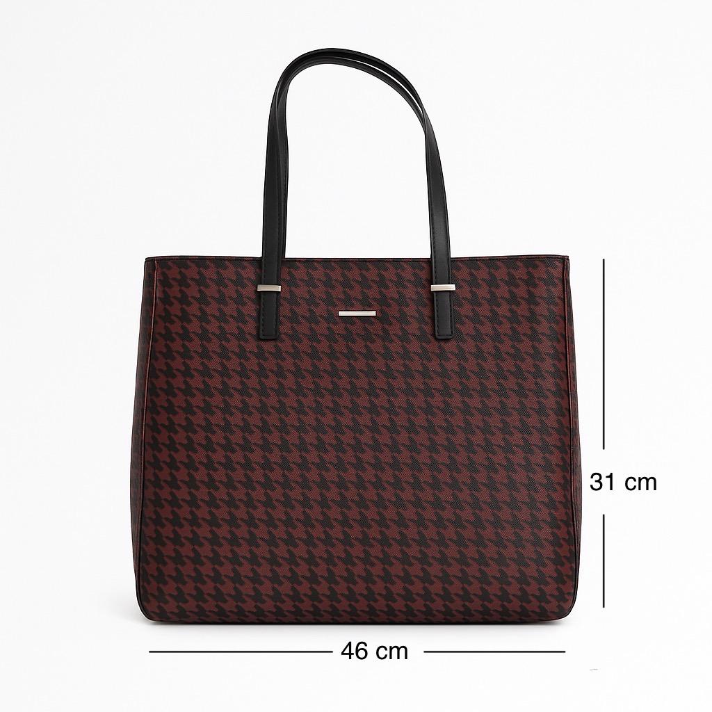 Tote Bag for Women | 4 Pockets | Blended Fabric | Easy to Clean (Black & Brown)