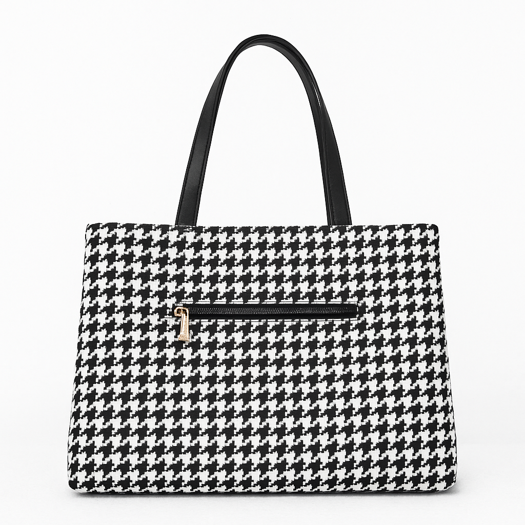 Tote Bag for Women | 4 Pockets | Blended Fabric | Easy to Clean (Black & white)