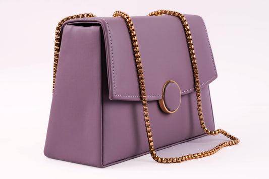 Leather Sling Bag for Women , 4 Pockets (Rich Purple)