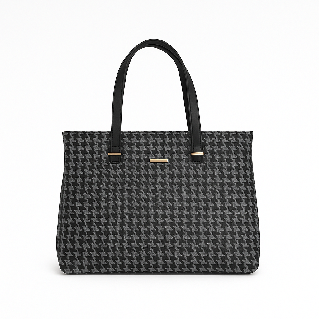 Tote Bag for Women | 4 Pockets | Blended Fabric | Easy to Clean (Grey & Black)