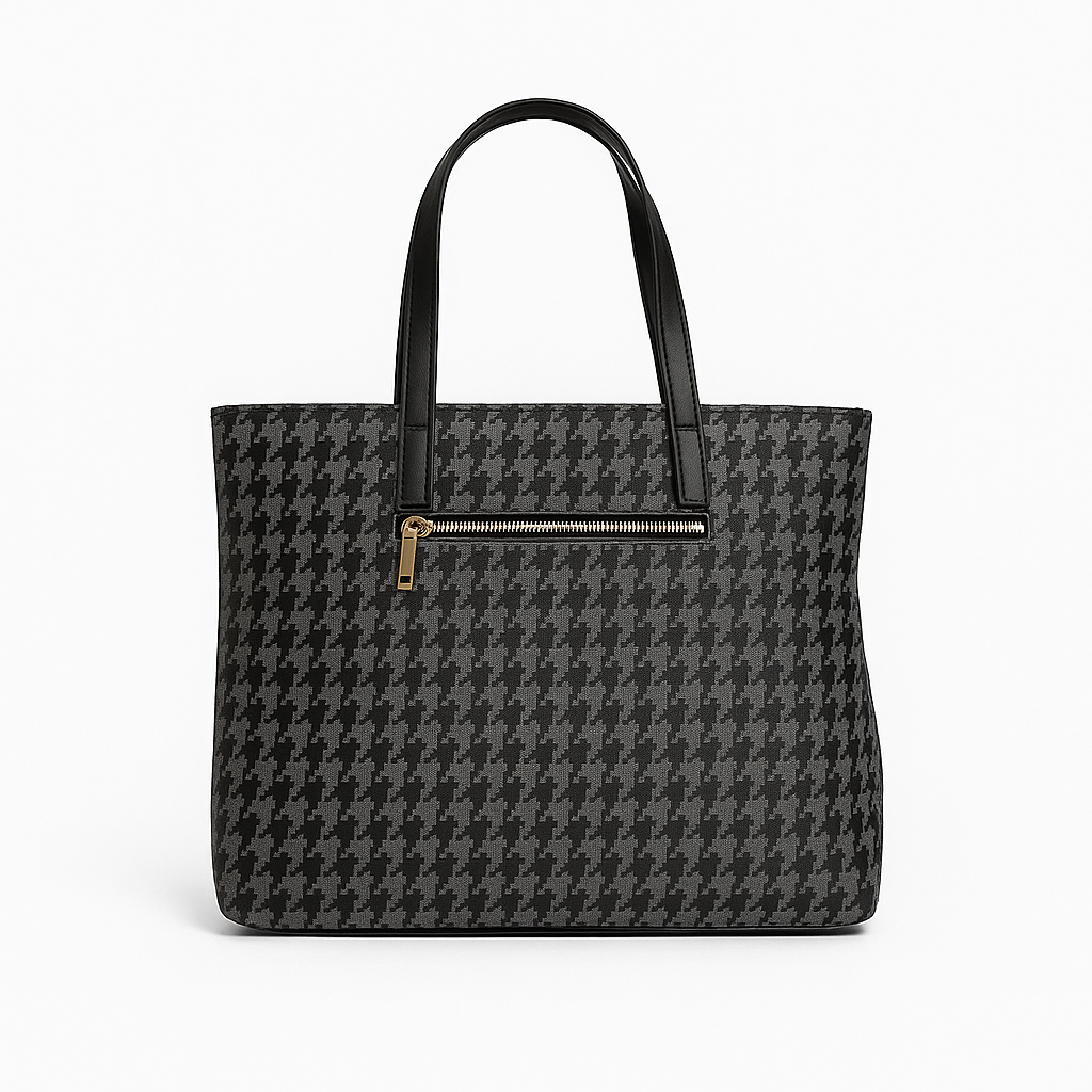 Tote Bag for Women | 4 Pockets | Blended Fabric | Easy to Clean (Grey & Black)