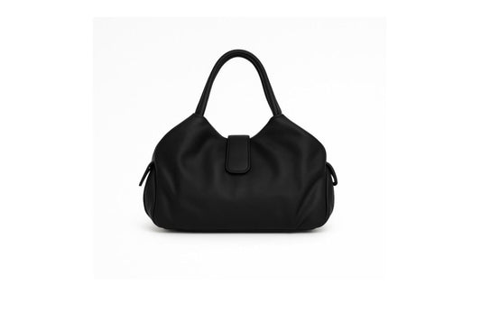 Soft Leather Satchel Bag for Women (Dark Night Black)