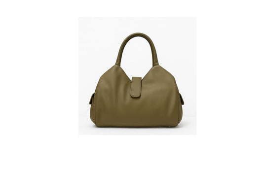 Soft Leather Satchel Bag for Women (Olive Green)