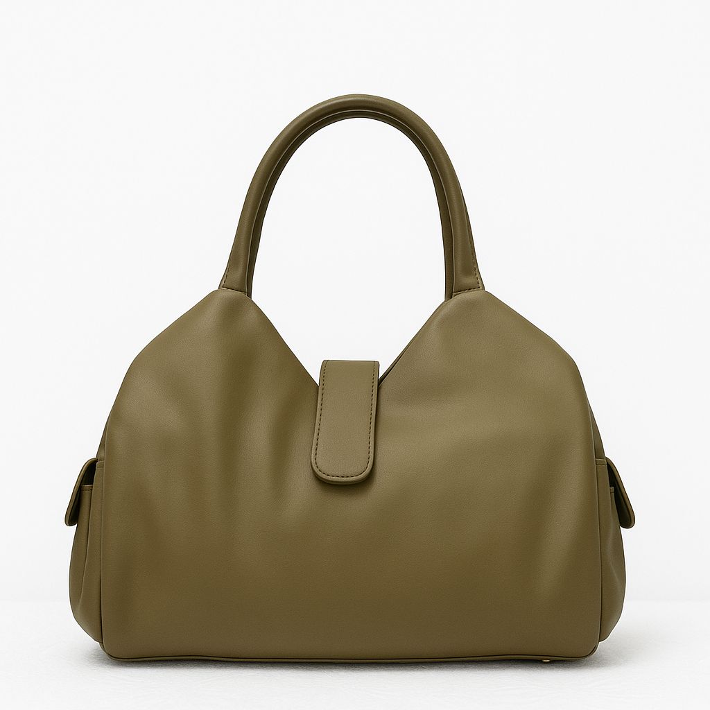 Soft Leather Satchel Bag for Women (Olive Green)
