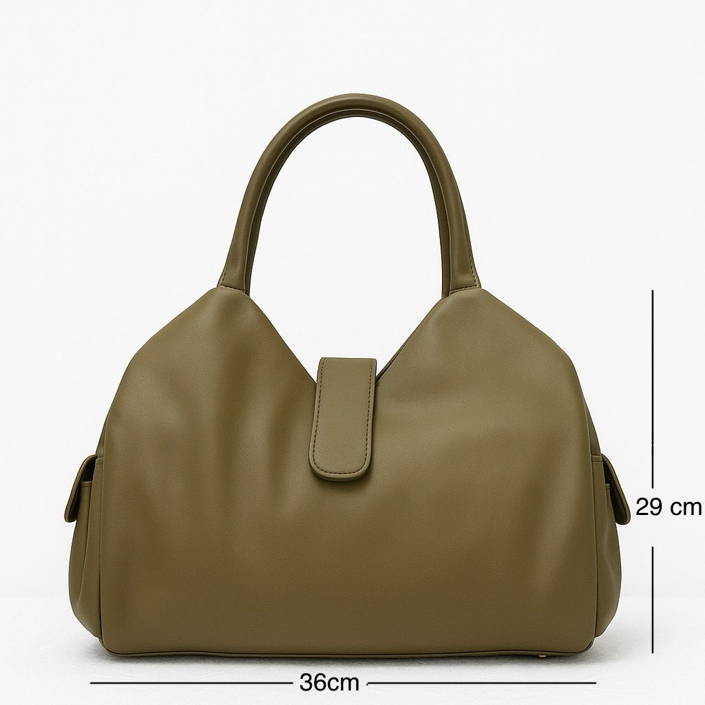 Soft Leather Satchel Bag for Women (Olive Green)