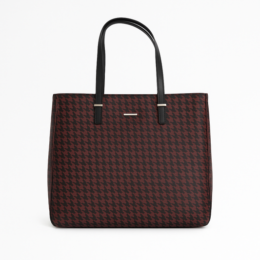 Tote Bag for Women | 4 Pockets | Blended Fabric | Easy to Clean (Black & Brown)