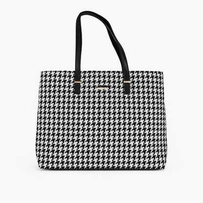 Tote Bag for Women | 4 Pockets | Blended Fabric | Easy to Clean (Black & white)