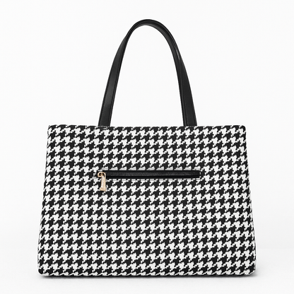 Tote Bag for Women | 4 Pockets | Blended Fabric | Easy to Clean (Black & white)