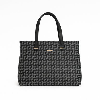 Tote Bag for Women | 4 Pockets | Blended Fabric | Easy to Clean (Grey & Black)
