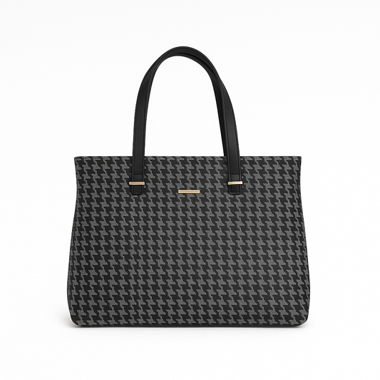 Tote Bag for Women | 4 Pockets | Blended Fabric | Easy to Clean (Grey & Black)