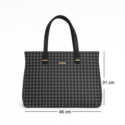 Tote Bag for Women | 4 Pockets | Blended Fabric | Easy to Clean (Grey & Black)