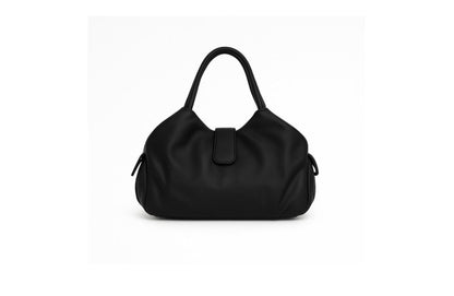 Soft Leather Satchel Bag for Women (Dark Night Black)