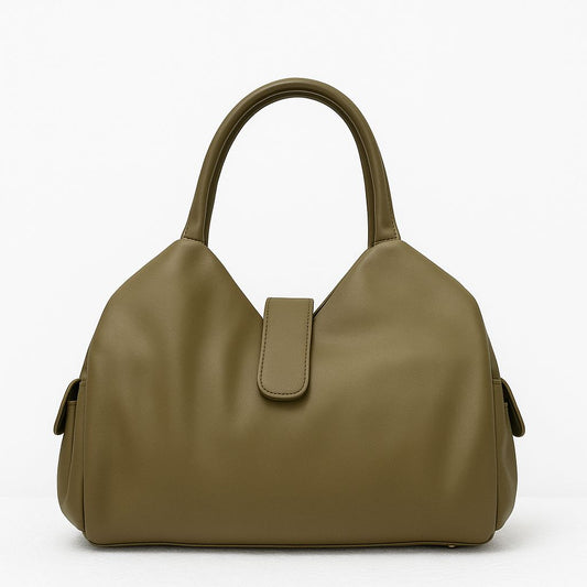 Soft Leather Satchel Bag for Women (Olive Green)