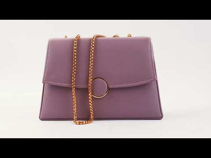 Leather Sling Bag for Women , 4 Pockets (Rich Purple)